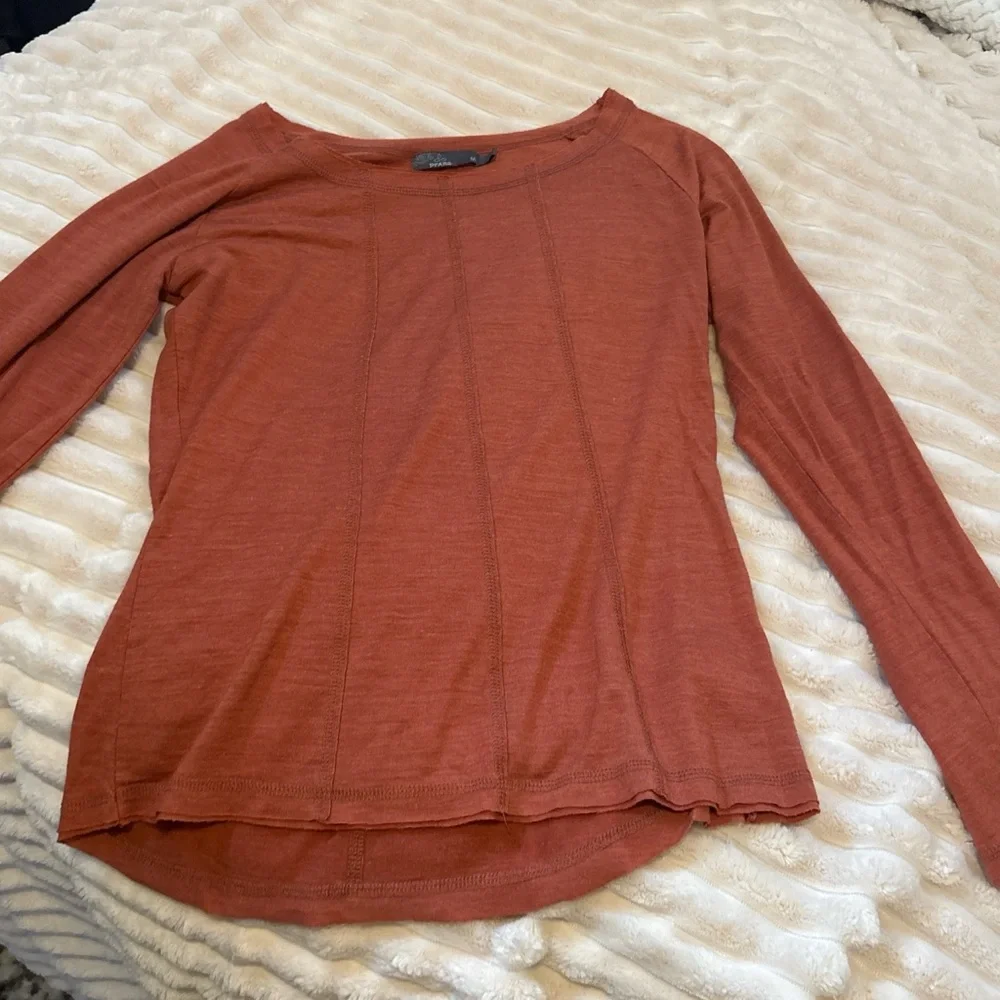 Prana Women's Long-Sleeve Crewneck Top in Rust - Picture 3 of 5